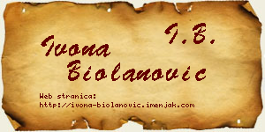 Ivona Biolanović vizit kartica
